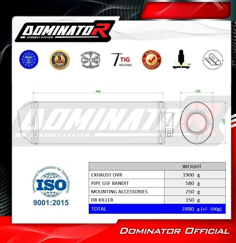Dominator Εξάτμιση Τελικό OVR Black Suzuki GSF BANDIT 600 2005 – 2006