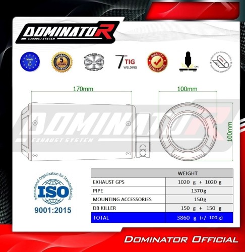 Dominator Εξατμίσεις  Διπλά Τελικά GPS S.Steel  Suzuki GSXR 1000 2009-2011 K9-K11