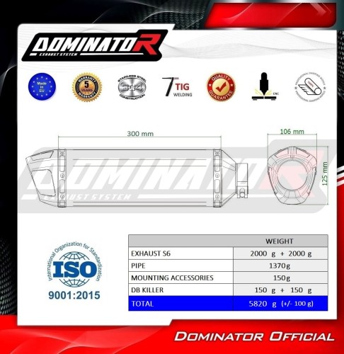 Dominator Εξατμίσεις  Διπλά Τελικά S6 Black  Suzuki GSXR 1000 2009-2011 K9-K11