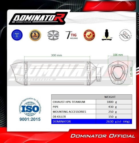 DOMINATOR Εξάτμιση Slip-On HP6 Black για Husqvarna Norden 901 2022-2025