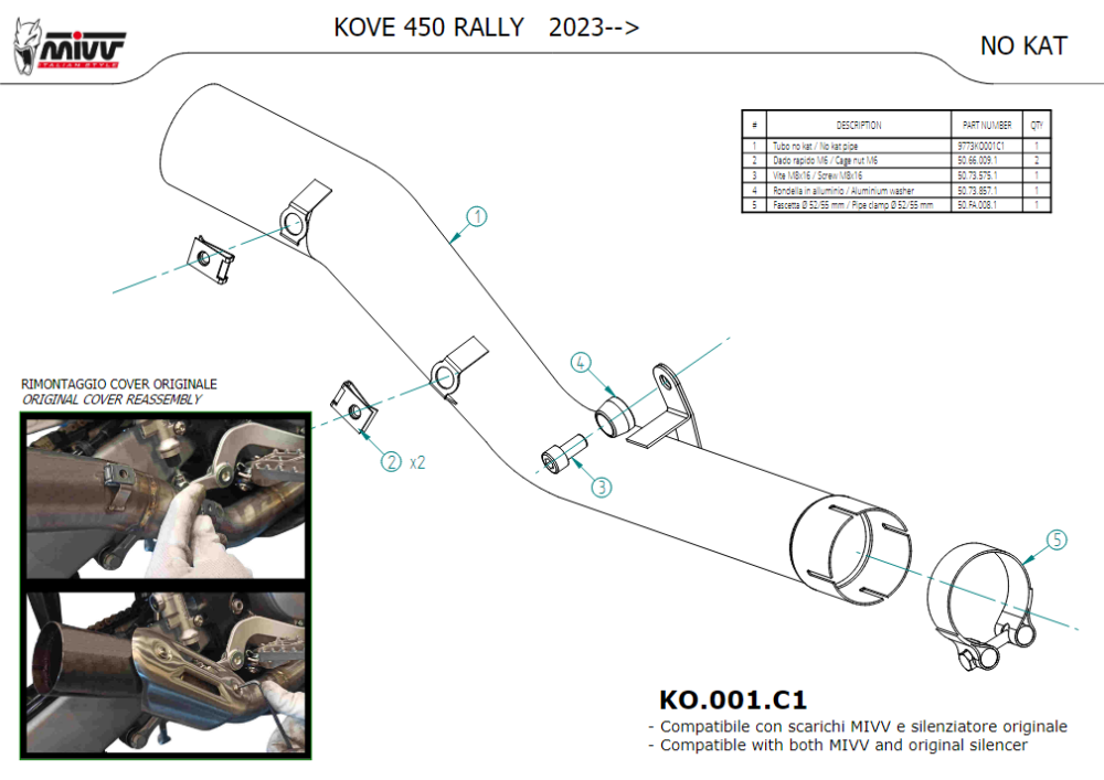 MIVV Εξάτμιση Dakar Black Inox για Kove 800X (2024-2026)