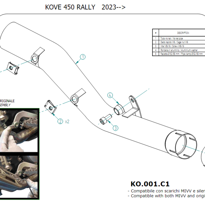 MIVV Εξάτμιση Dakar Black Inox για Kove 800X (2024-2026)