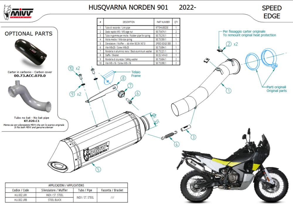 MIVV Εξάτμιση Speed Edge Black για Husqvarna Norden 901 2022-2025 (HU.002.LRB)