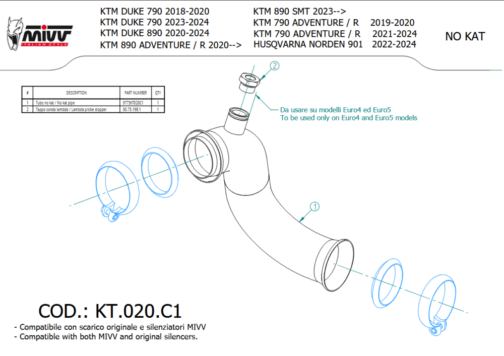 MIVV Εξάτμιση Suono Inox Μαύρη Χαμηλής Τοποθέτησης (Slip-On) TRIUMPH TIGER 1050 2007-2012