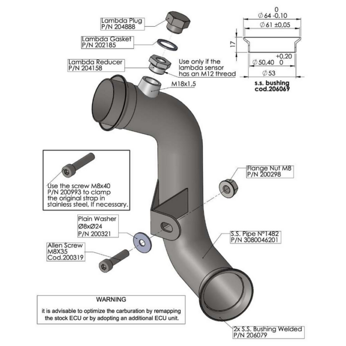 LeoVince Decat Λαιμός Εξάτμισης #80046 Husqvarna Norden 901 (2022-2026)