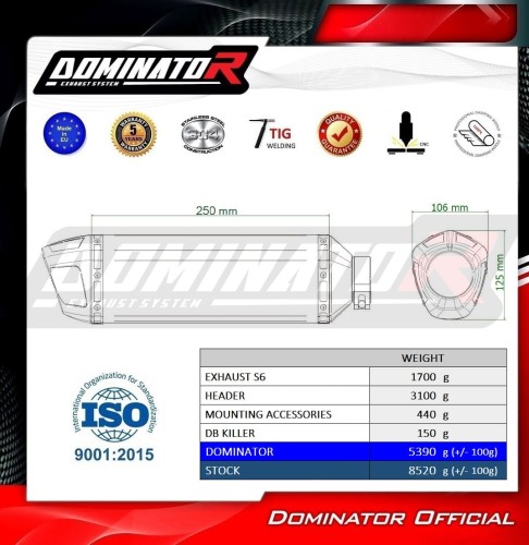 DOMINATOR Εξάτμιση για Kawasaki Z1000 2007-2009 OVR
