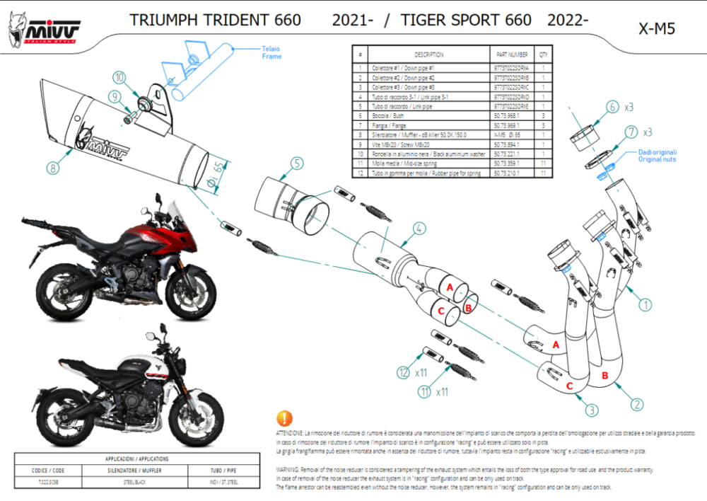MIVV Εξάτμιση Ολόσωμη (Full System) Delta Race Black Triumph Trident 660 / Tiger Sport 660 2021-2024