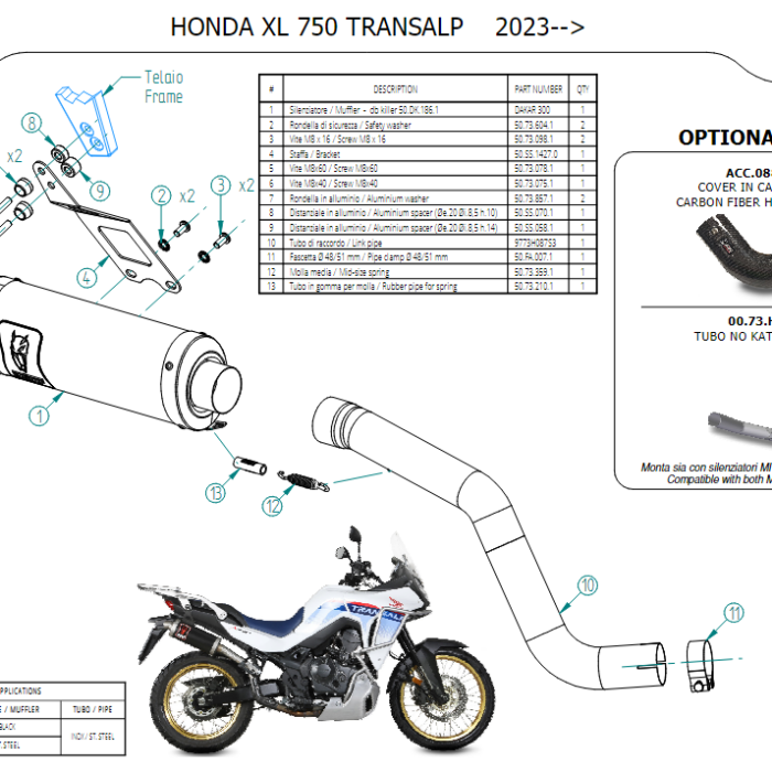 MIVV Dakar Black Inox Εξάτμιση για Honda XL 750 Transalp 2023-2026 | H.087.LDKB