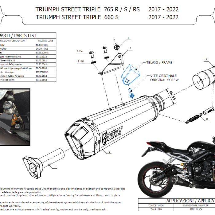 MIVV X-M5 Black Εξάτμιση για Triumph Street Triple 765 R / RS 2017-2022