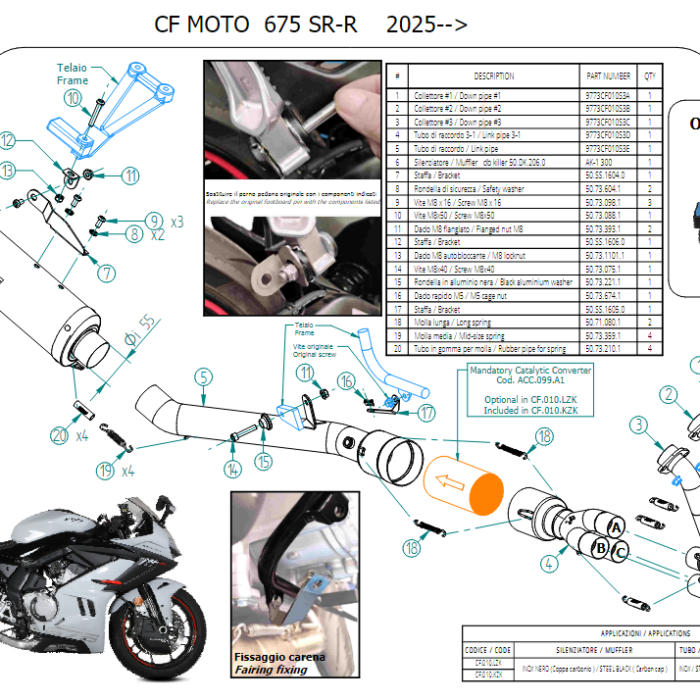 Mivv AK-1 CF.010.KZK Ολόσωμη Εξάτμιση Inox Black Carbon CFMOTO 675SR-R 2025-2026 Euro 5+