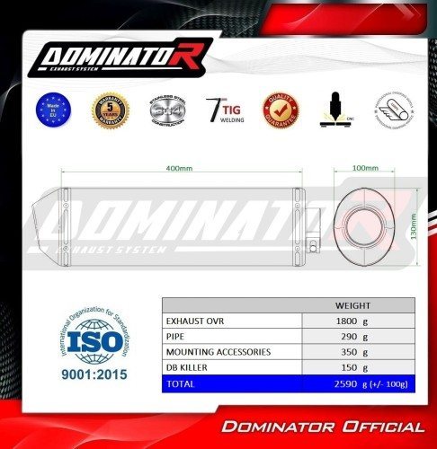 Dominator Εξάτμιση OVR Black με Medium dB Killer για BMW K1200S – BW020DARBL