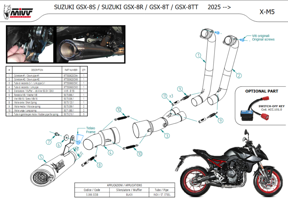 Mivv X-M5 Black Πλήρης Εξάτμιση Suzuki GSX-8R / GSX-8S / GSX-8T / GSX-8TT 2025-2026 – S.066.SC5B - Image 2