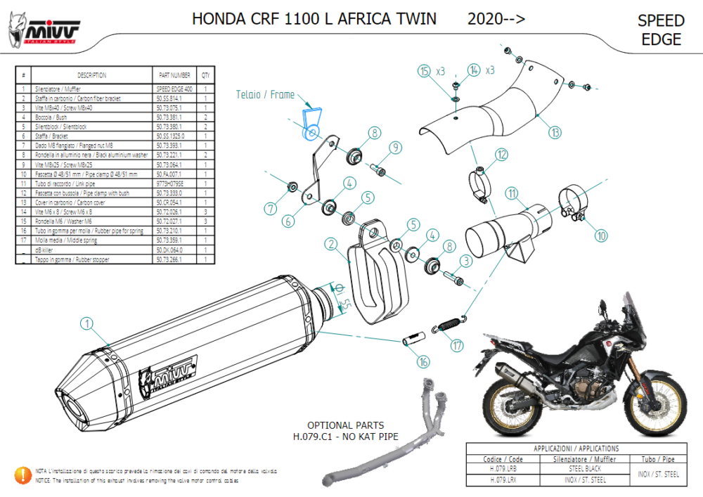 Mivv Speed Edge Black Εξάτμιση Honda Africa Twin 1100 2024-2026 – H.079.LRB