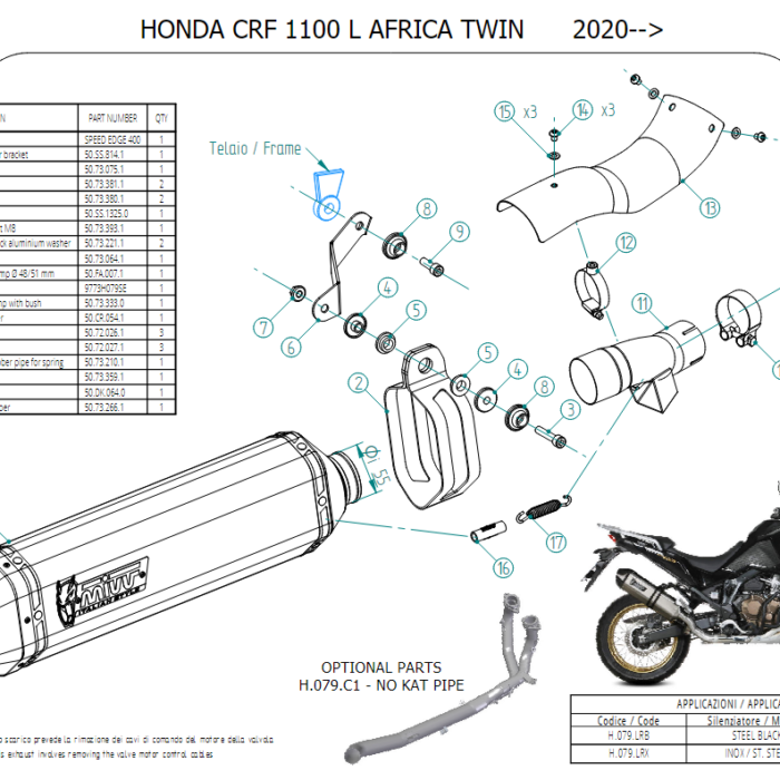 Mivv Speed Edge Black Εξάτμιση Honda Africa Twin 1100 2024-2026 – H.079.LRB